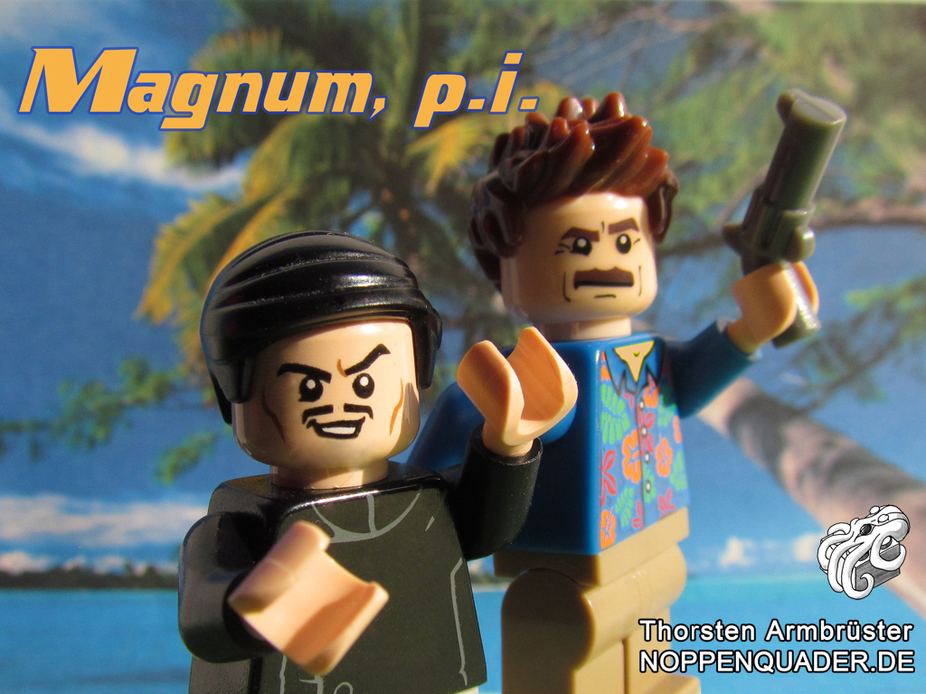 magnum p.i. hawaii higgins privatdetectiv ermittler 80er tv serie retro lego noppenquader moc minifig minifigs tom selleck
